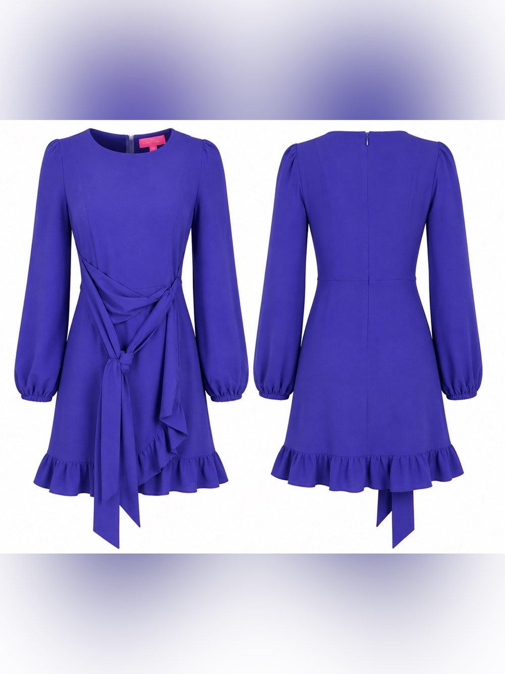 Lilly Pulitzer Periwinkle Blue-Violet Tie Waist Ruffle Hem Dress Size 00